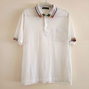 PAOLO GUCCI polo white with logo stripes 80s 70s rare vintage